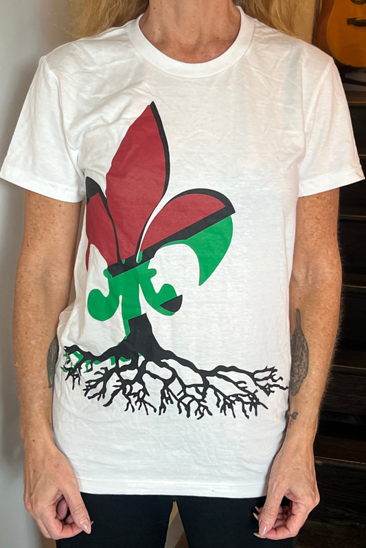White with Color Print - Fluer De Tree - T-Shirt - UNISEX