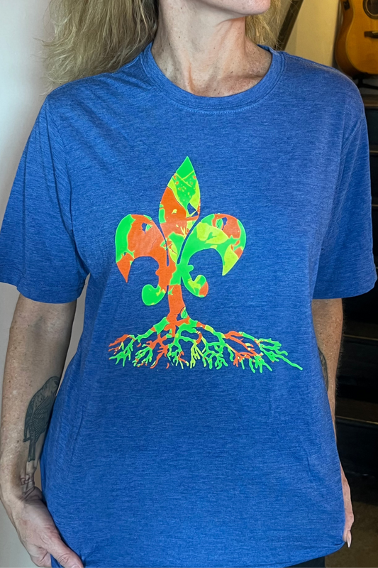Classic (Blue With Tri Color Print) - T-Shirt - UNISEX